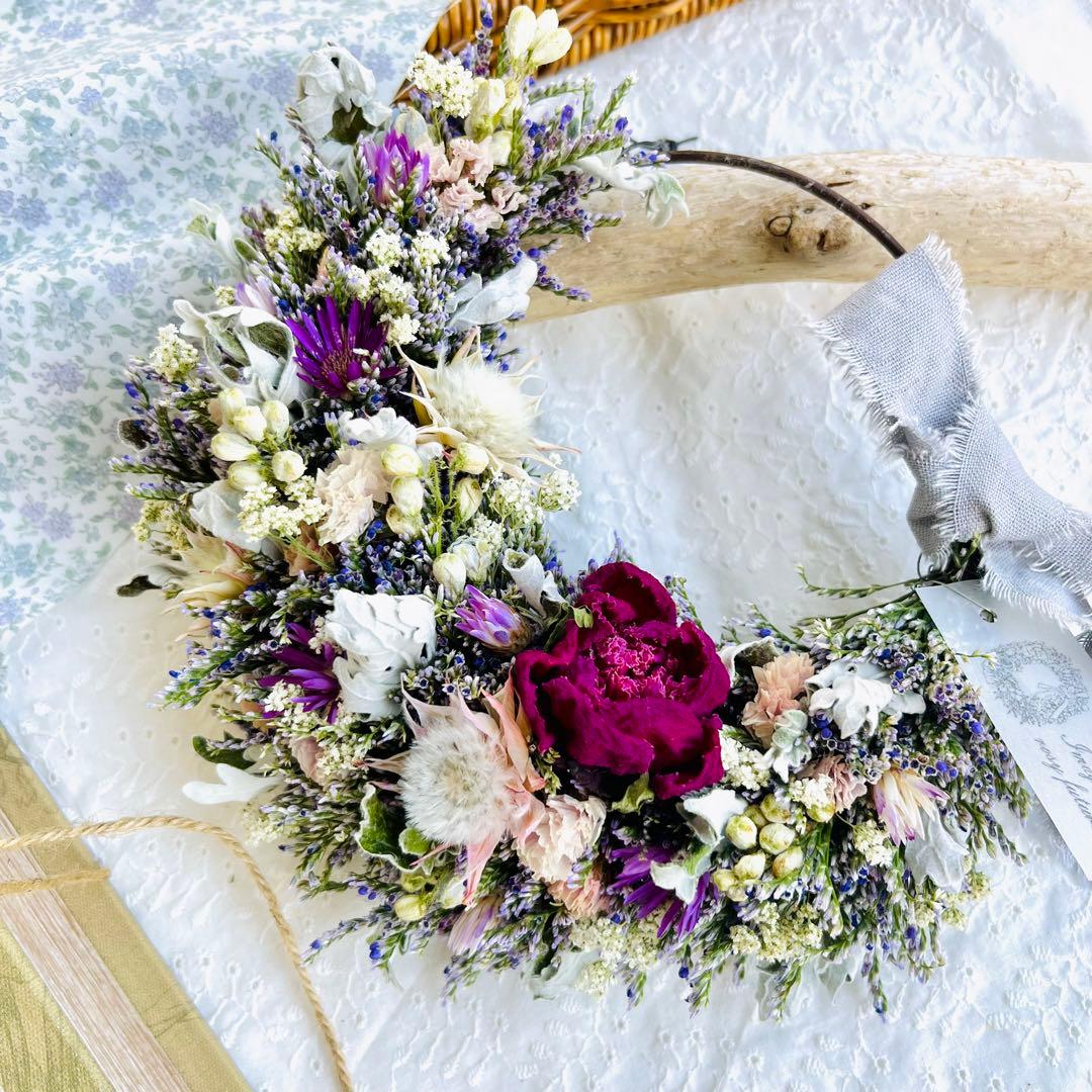 ドライフラワーリース　ドライフラワースワッグ　シャクヤク　芍薬