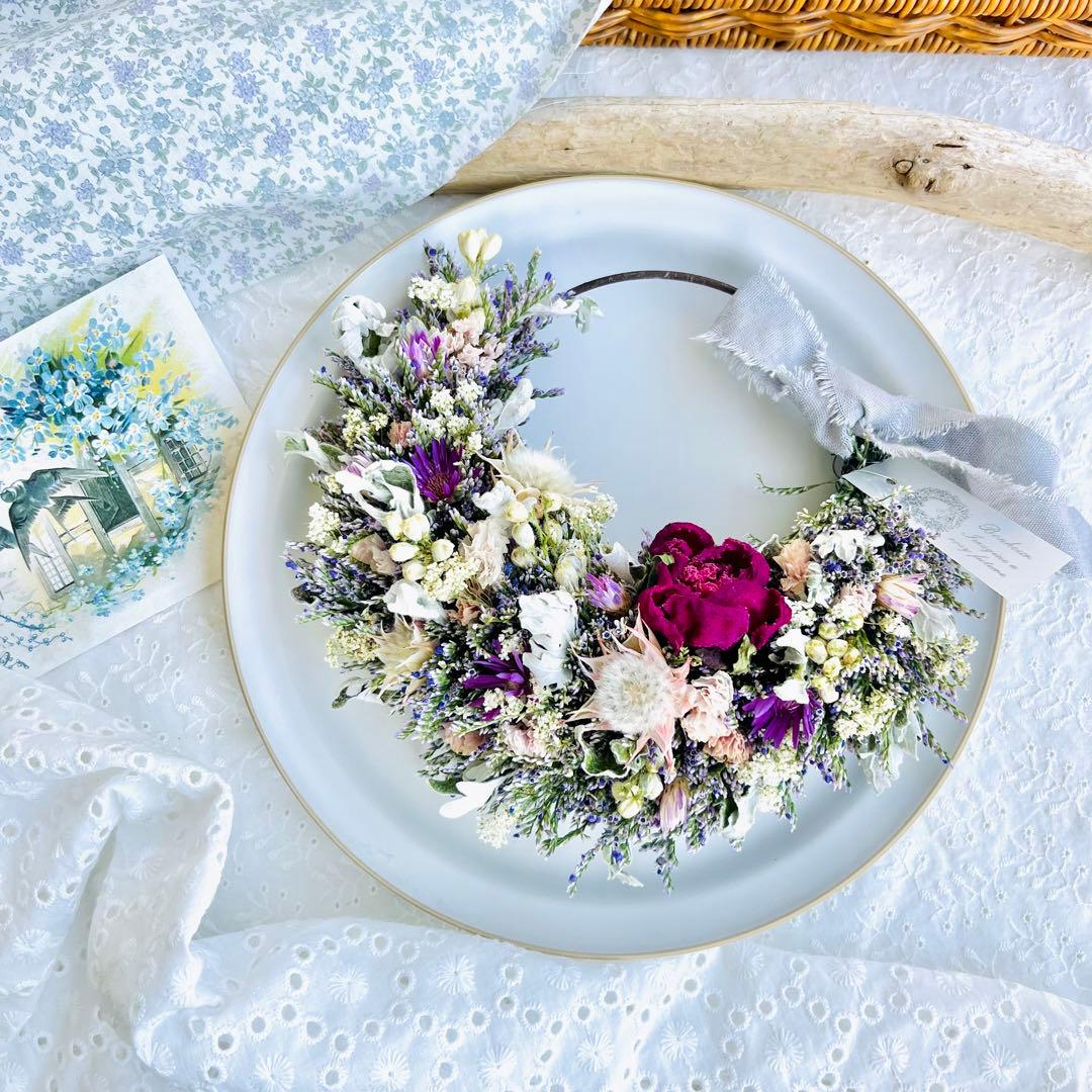 ドライフラワーリース　ドライフラワースワッグ　シャクヤク　芍薬