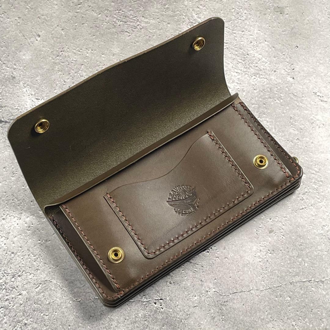OUTLET ロングトラッカーウォレット　イタリアンオリーブ　ファスナーレス
