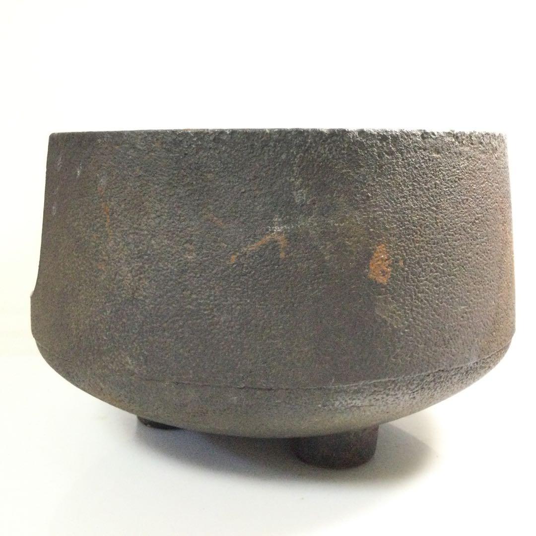 面取風炉 鉄地 五徳付 銘無し 茶道具 L298
