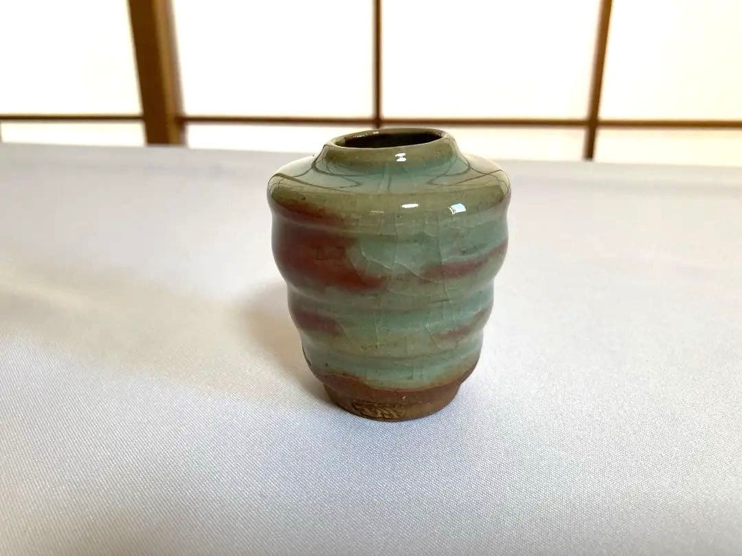 茶入　波佐見焼　月夜野　福田 祐泉作　巾着　箱　茶道具美品