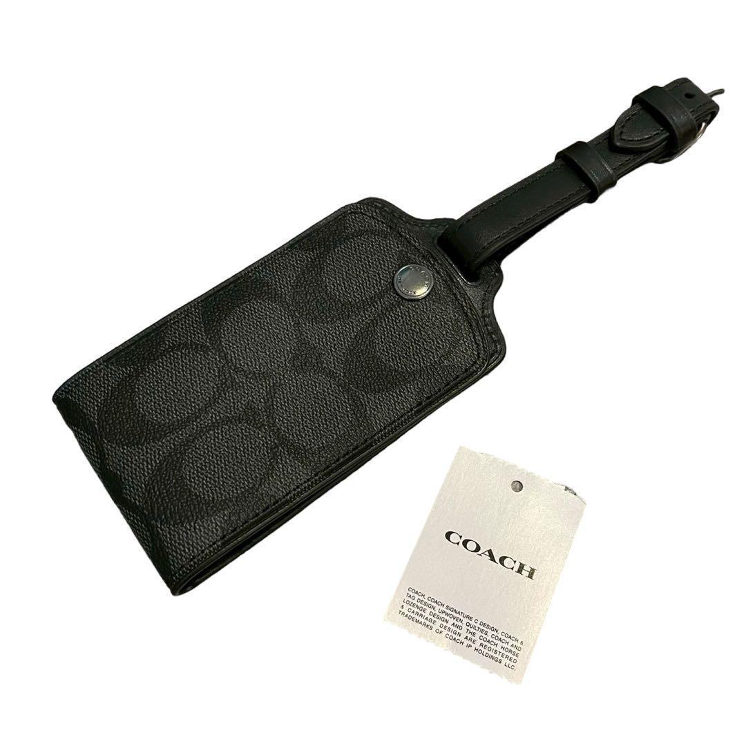 【新品】Coach コーチ ラゲッジタグ ネームタグ チャコール シグネチャー