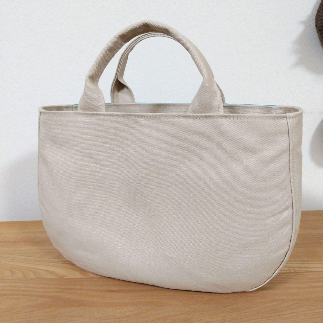ハンドメイド、トートバック、帆布、ポケット付きラウンド