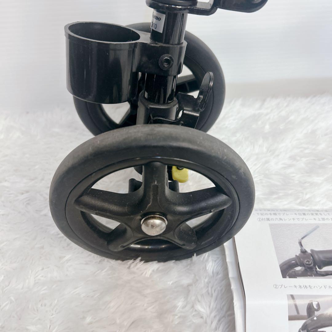 フジホーム ハンドレールステッキII ブラック タイヤ付き杖 歩行器