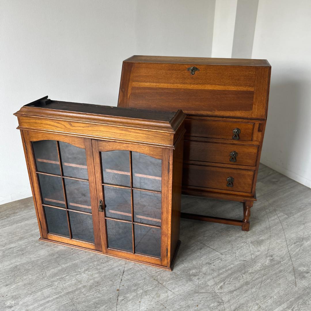 イギリス アンティーク家具 ビューローブックケース　机 1930年頃 024B