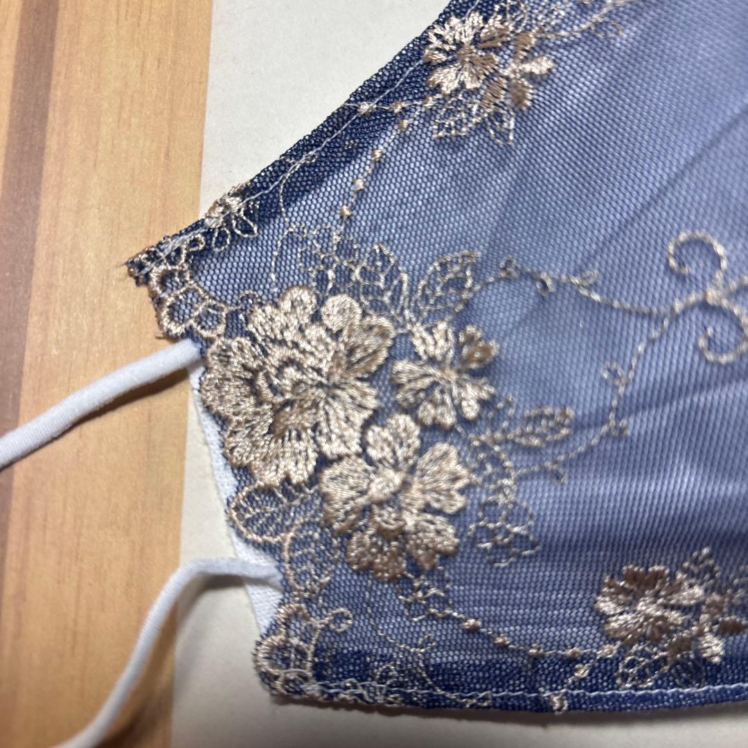 675 不織布マスクカバー レース 刺繍 フラワー
