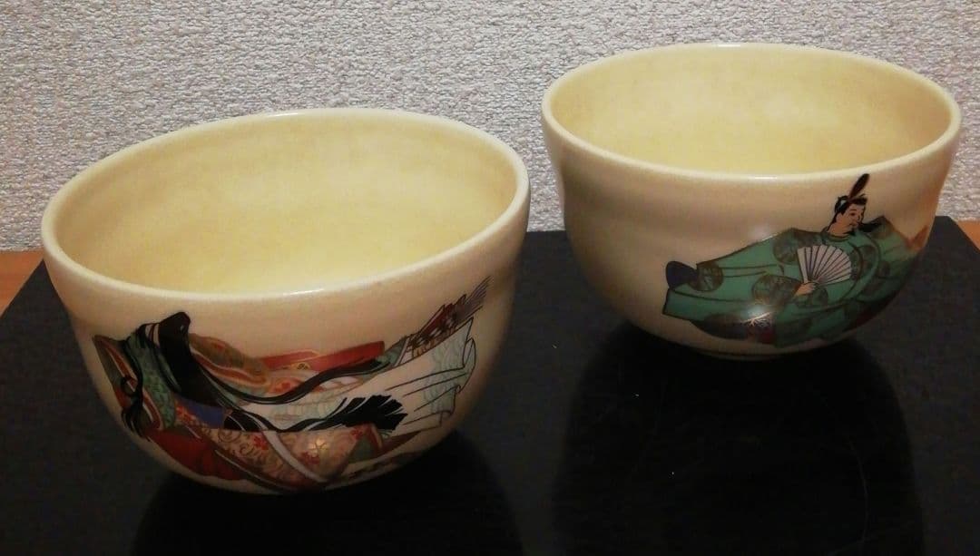 宮地英香　歌仙　古今集　一双　茶碗　共箱　茶道具