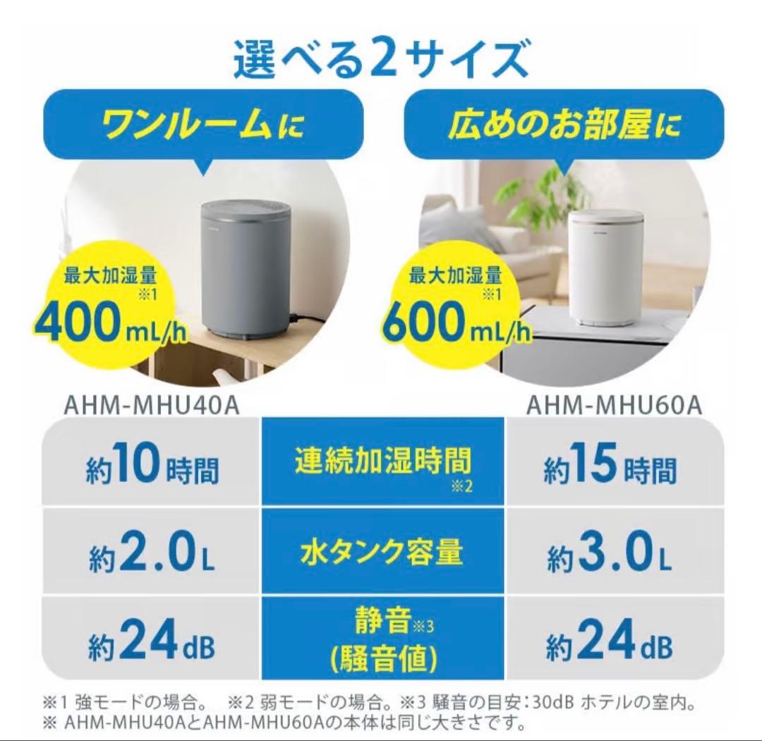 IRIS OHYAMA スチーム加湿器 AHM-MHU40A-W ホワイト