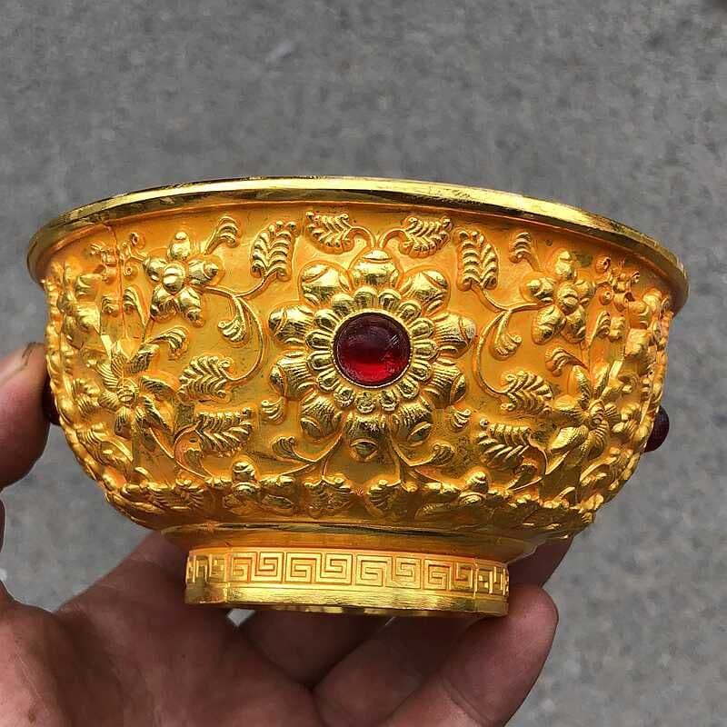 銅製 銅碗 花開富貴碗 装飾品 工芸品 美術品 置物
