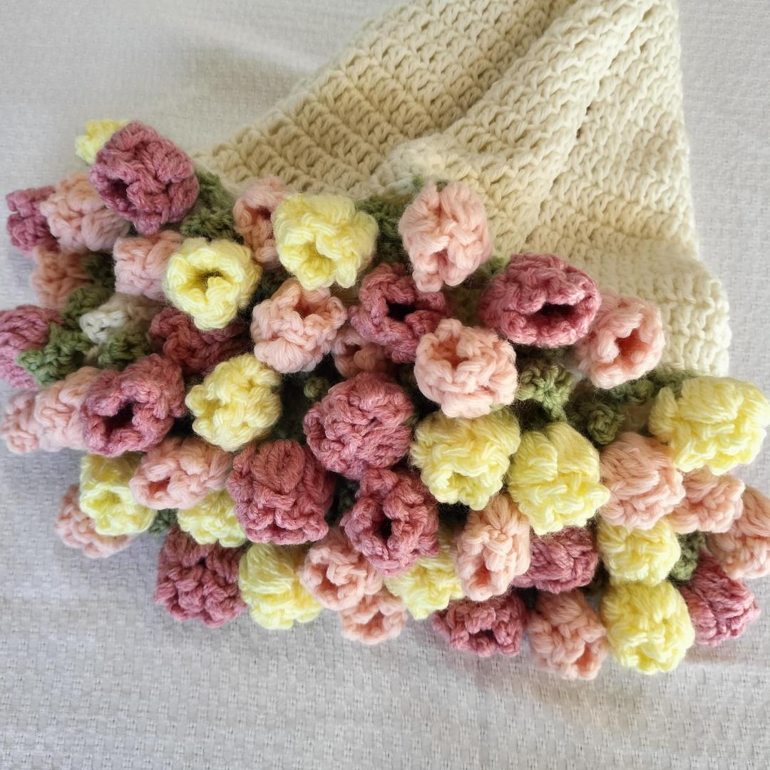まるでブーケ！チューリップの花束ブランケット　春色