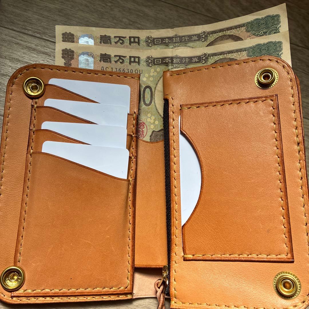 コードバン　ミドルトラッカーウォレット　真鍮　新喜皮革　タイプB