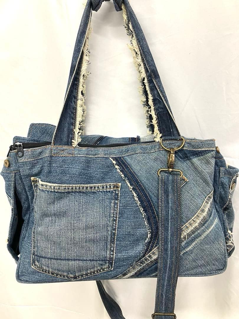 S1-68 美品 Ragstar デニムキャリーバッグ BOX型2way 1点物