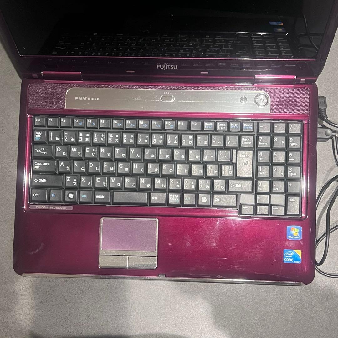 富士通 ノートPC ワインレッドACアダプター付き