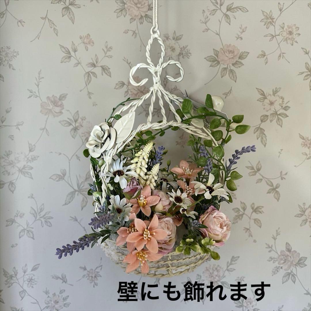 ハンドメイドアーティフィシャルフラワー　スプリング鳥籠アレンジ46