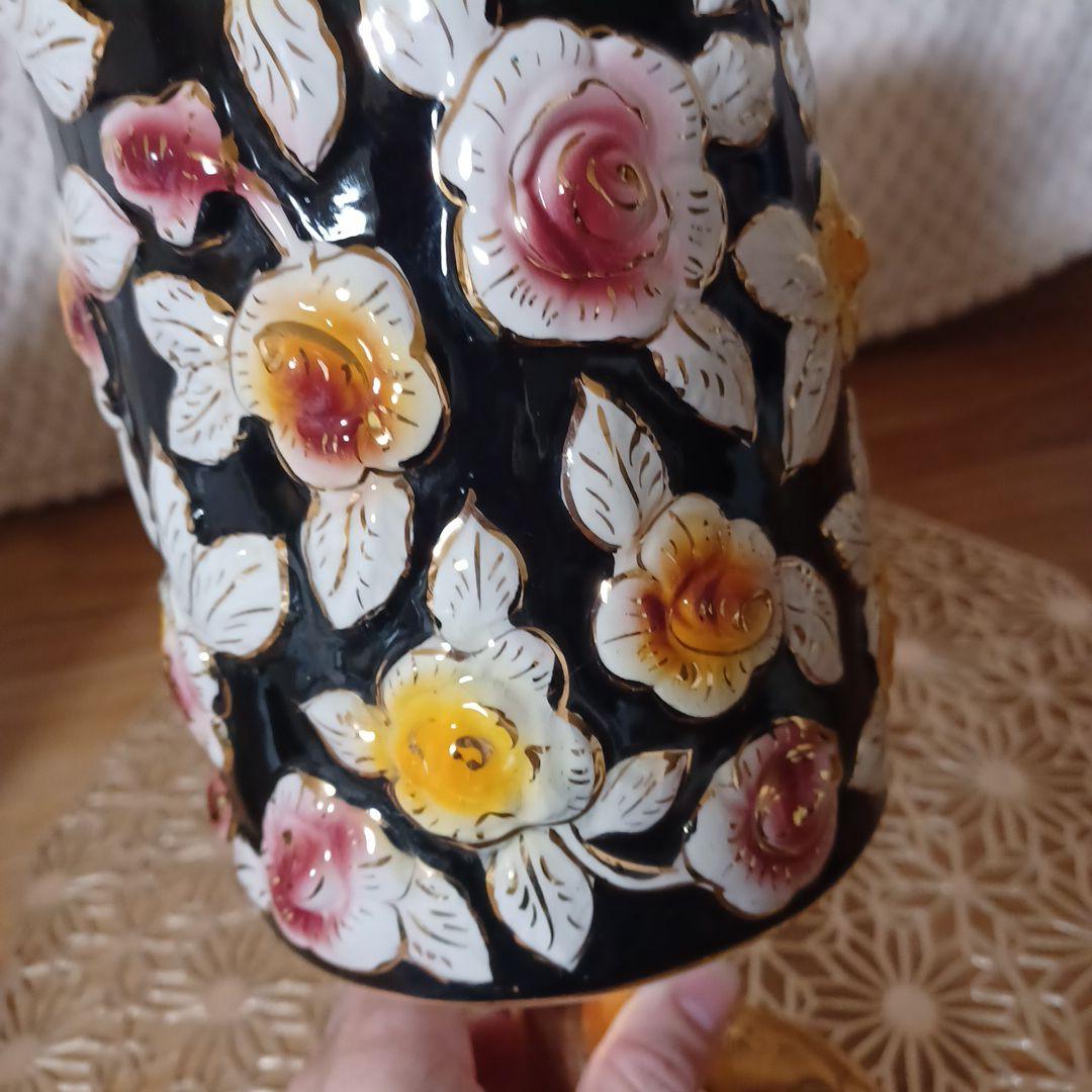 花柄陶器フラワーベース