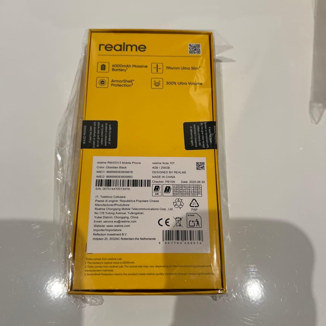 realme note 70t ブラック 4GB＋256GB