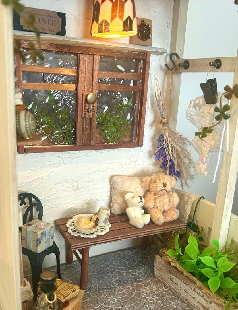 木製ミニチュアハウス⭐︎ドールハウス⭐︎ハンドメイド⭐︎背景ボード。最終お値下げ