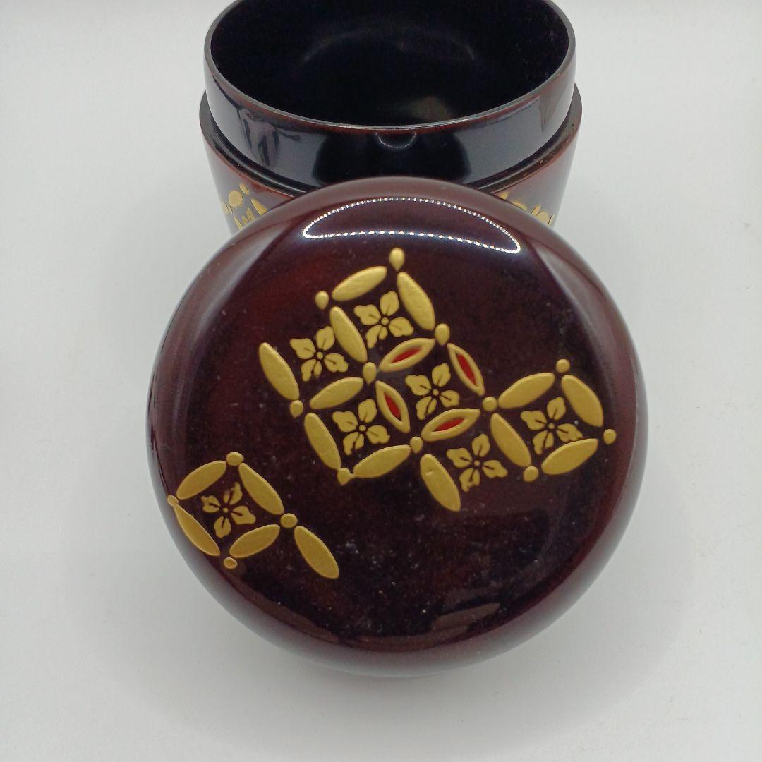 茶道具 　なつめ　丸型棗　 深い赤色