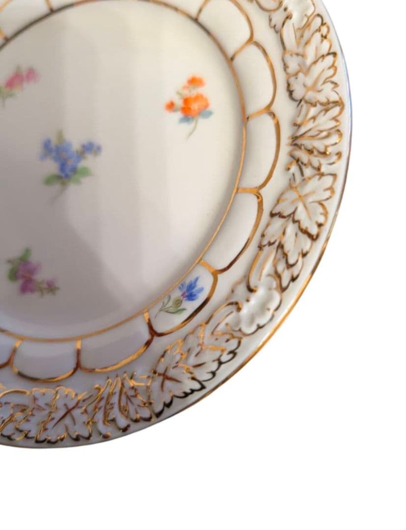 【極美品 1級品】マイセン 散らし小花 金彩 葉文様 プレート 13.8cm