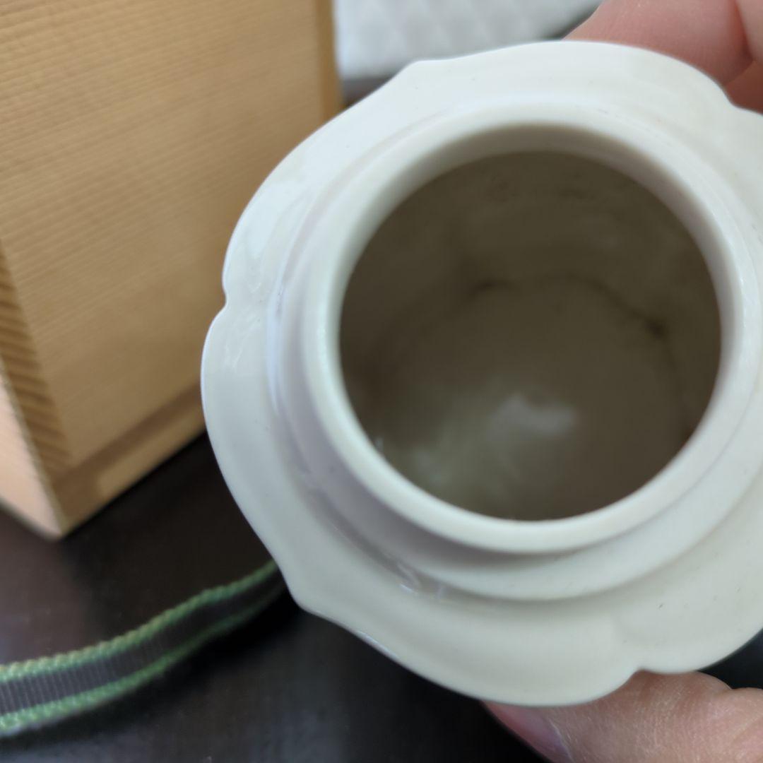 茶心壺　白磁花彫　平安石亭　茶器 浮彫り花模様 茶道具　煎茶　木箱　梅