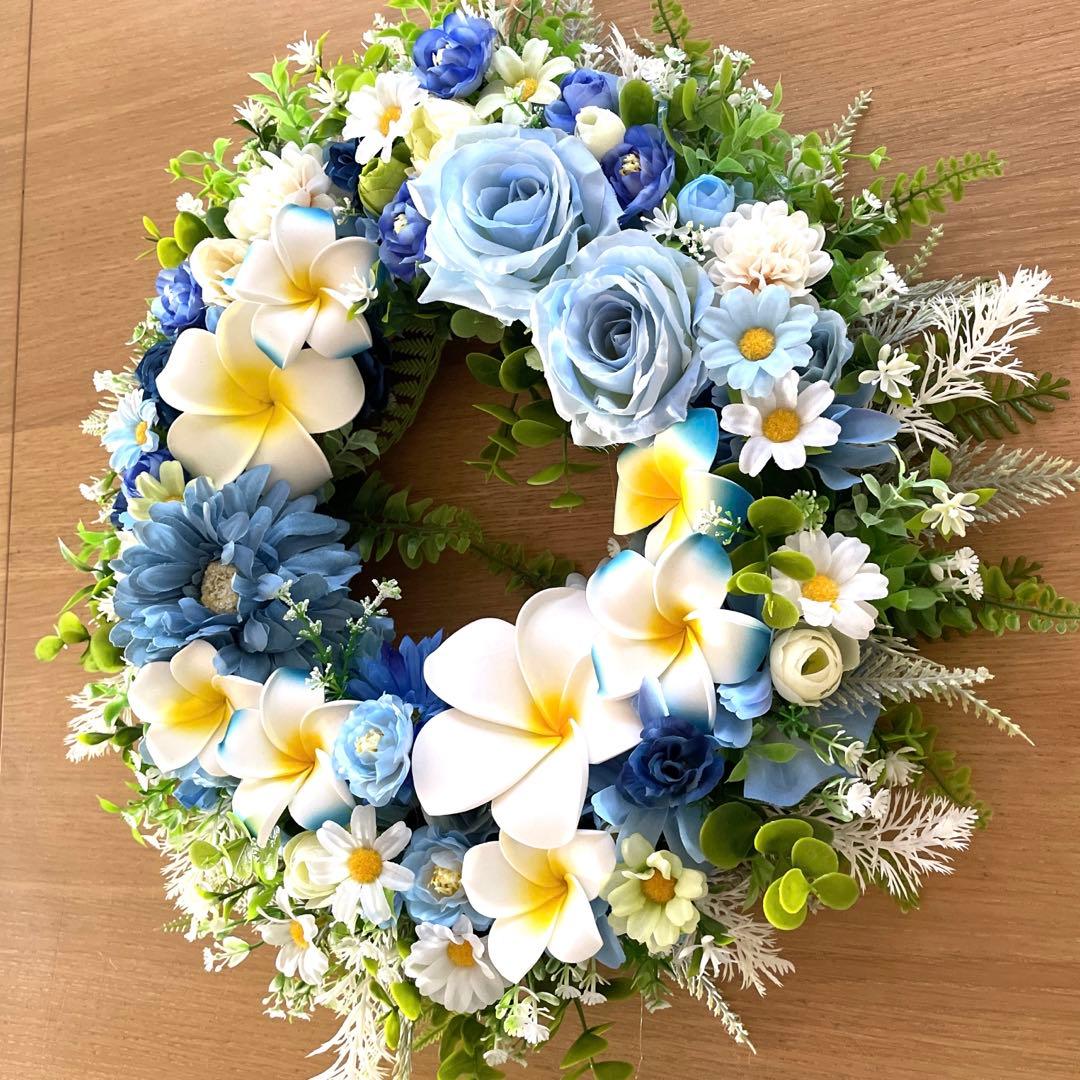 夏色アレンジ❣️プルメリアアレンジリース❣️50センチひろりん❣️