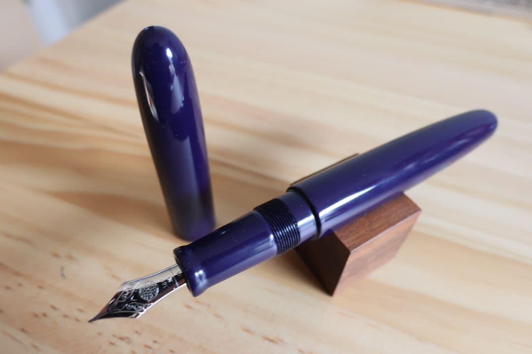 美品　中屋万年筆　シガーロング　17mm軸　菖蒲　細字　ロジウムメッキ