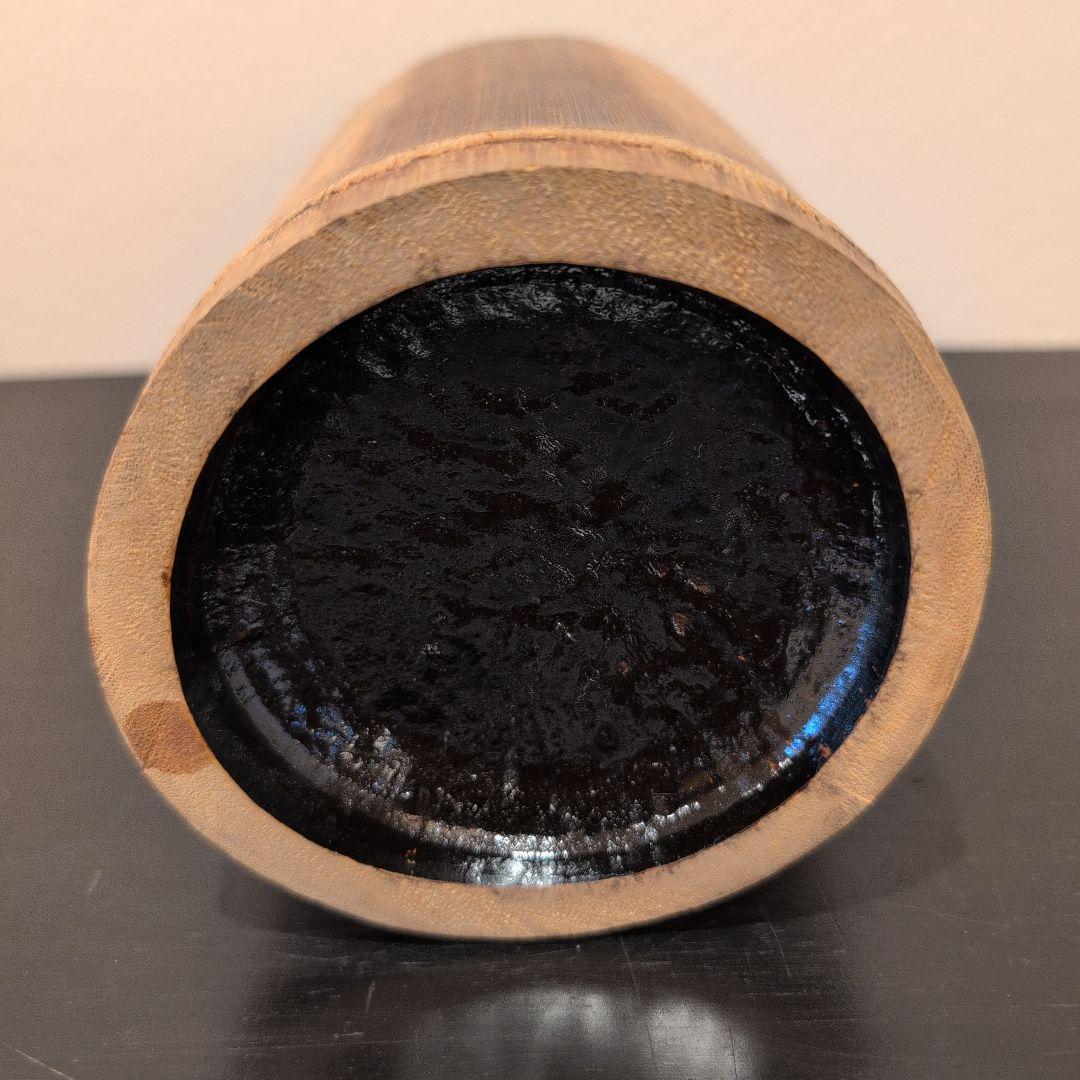 茶道具　竹細工　鵜篭花入　竹友斎造
