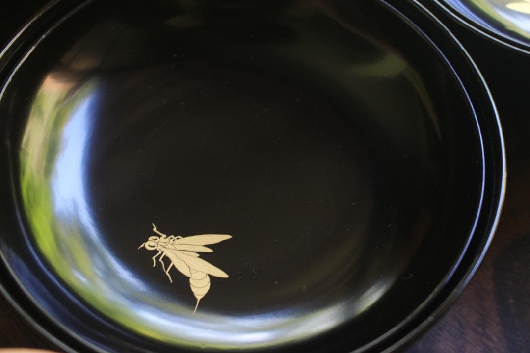 風情ある秋草闇蒔絵に見返虫蒔絵のお椀5点（検輪島塗蒔絵椀雑煮椀