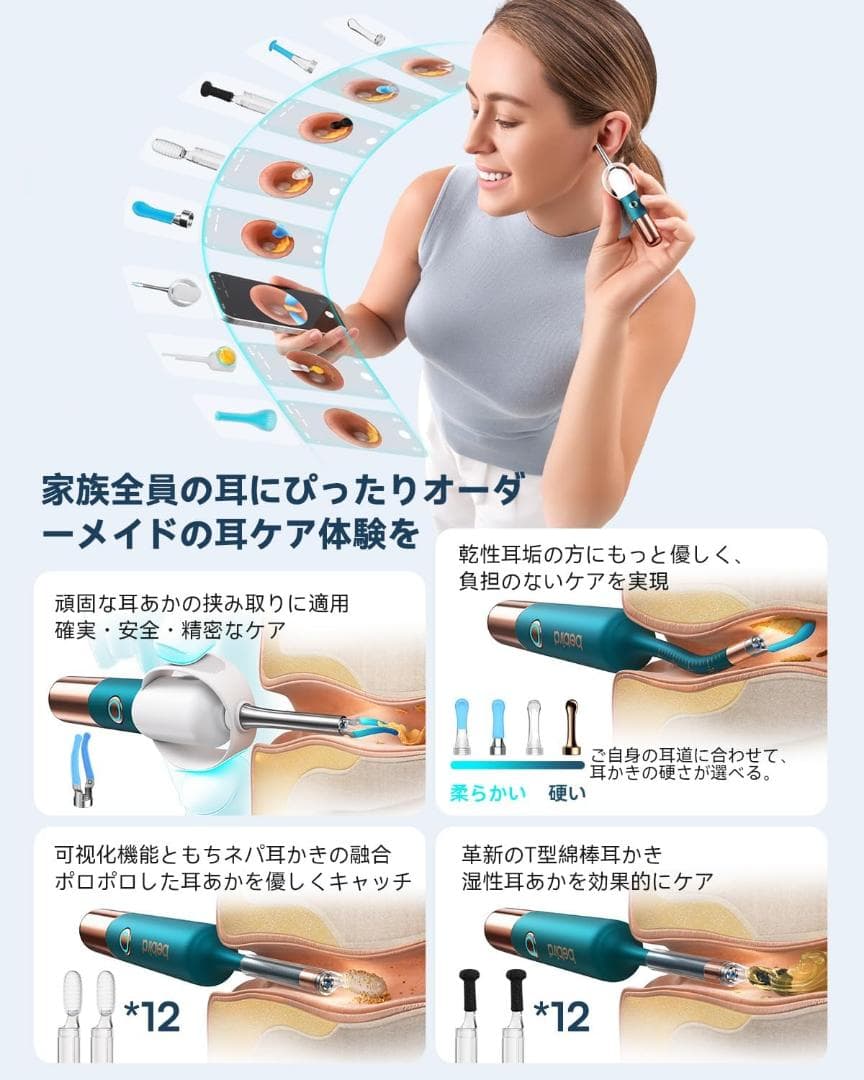 【2026年最上級モデル】カメラ付き耳かき 5G版 2K高精細 5人分 耳掃除