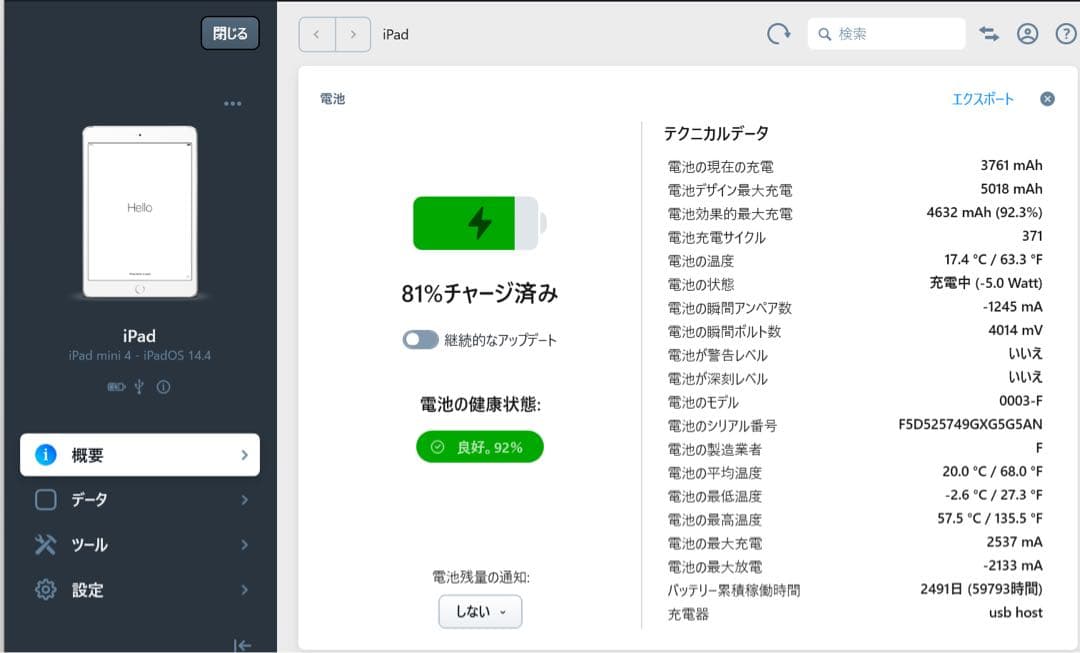 iPad mini 4シルバー 64G セルラー　Simフリー