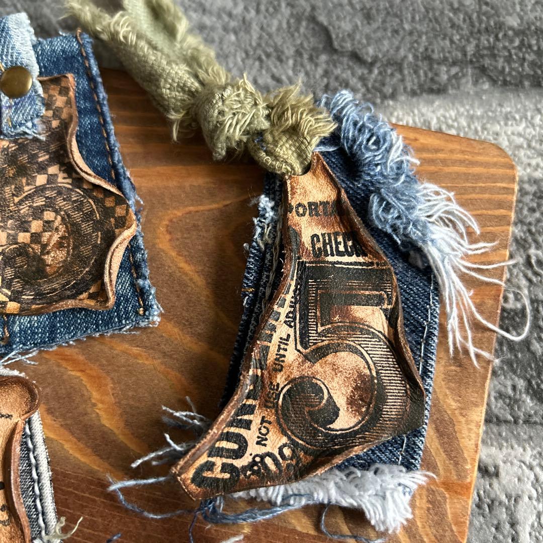 ごっつめ男前denim leatherタグ　No.904