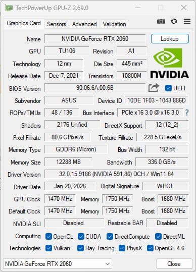 ASUS RTX2060 12GB 動作確認済み 箱付き