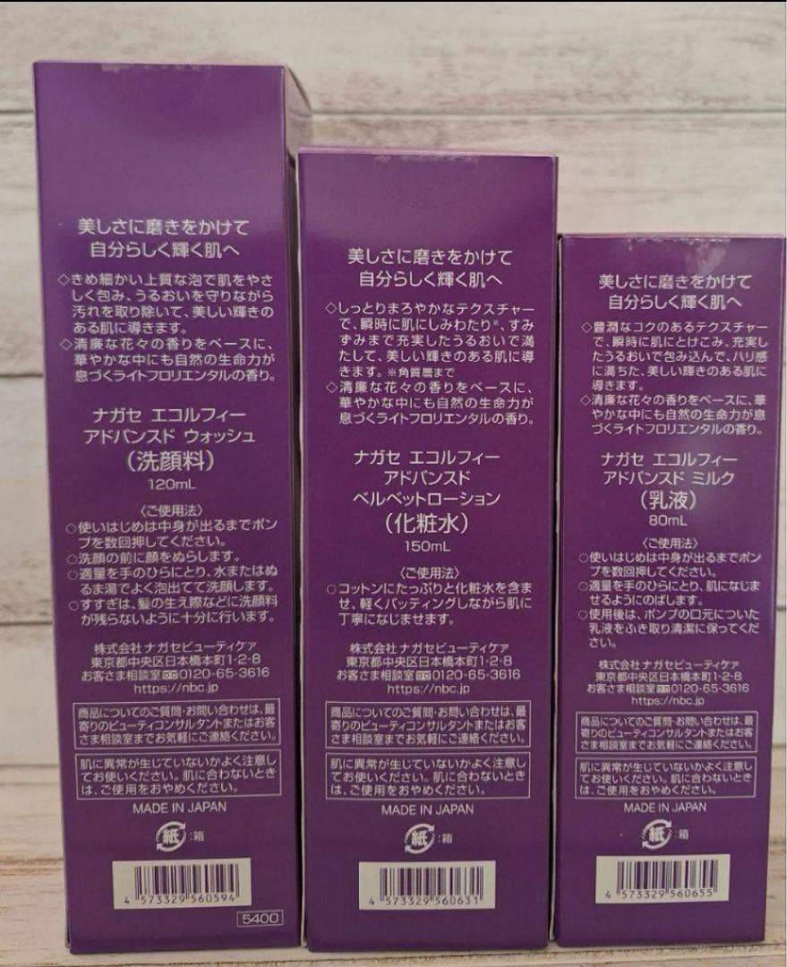 ナガセ エコルフィースキンケアセット　洗顔化粧水乳液