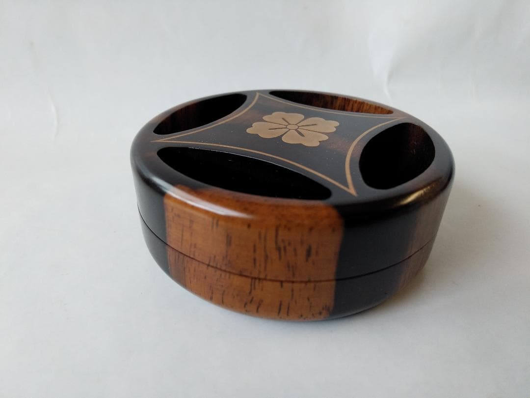 黒柿 七宝香合 蒔絵師 岡本康伸 作 香合 茶道具 懐石道具 共箱 栞 新品
