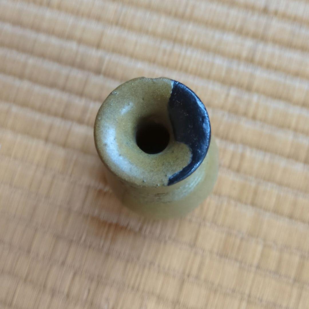 緑がかった茶色の陶器瓶　骨董品　古琉球　沖縄
