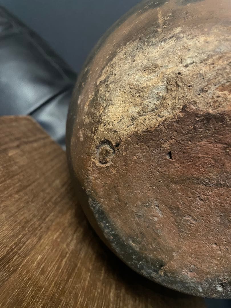 桃山時代　古備前　陶印あり　三耳茶壺　古美術　 備前焼 古備前