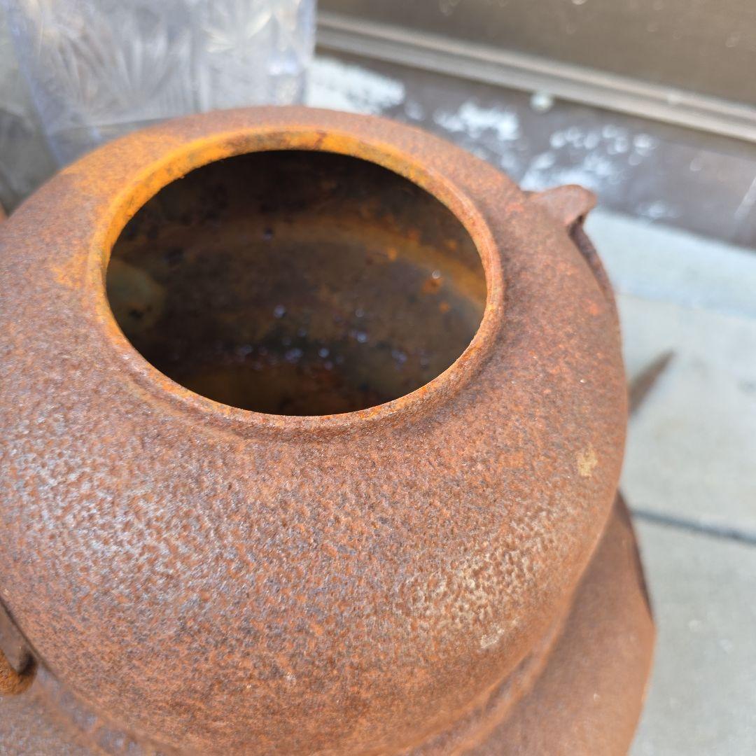 鉄製茶釜 錆色 茶道具