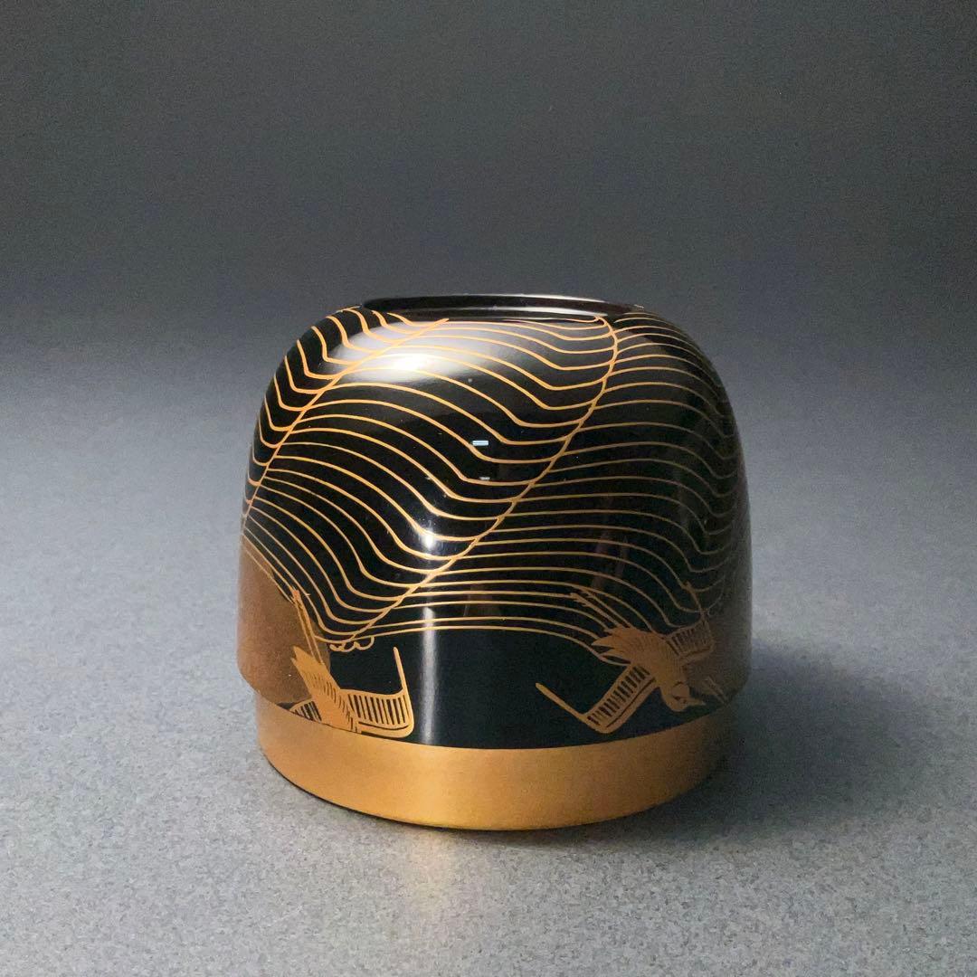 【茶道具】棗　波千鳥　壬依　共箱　金蒔絵　6R1280ダN3