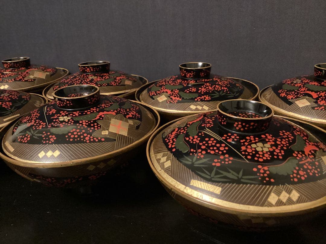 蔵出し　椀　10客　木箱　時代物　雑煮碗　懐石道具 菓子椀 塗椀 吸物椀 漆器