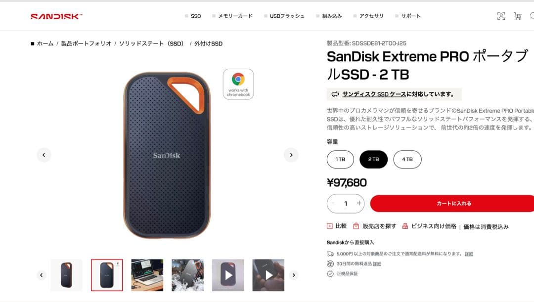 SanDisk ExtremePRO SSD 2TB（SDSSDE81）