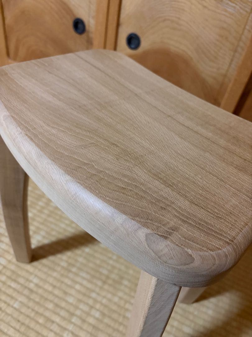 1391建具屋58年のおじいさんの手作り木製サイドテーブル、イス、スツール