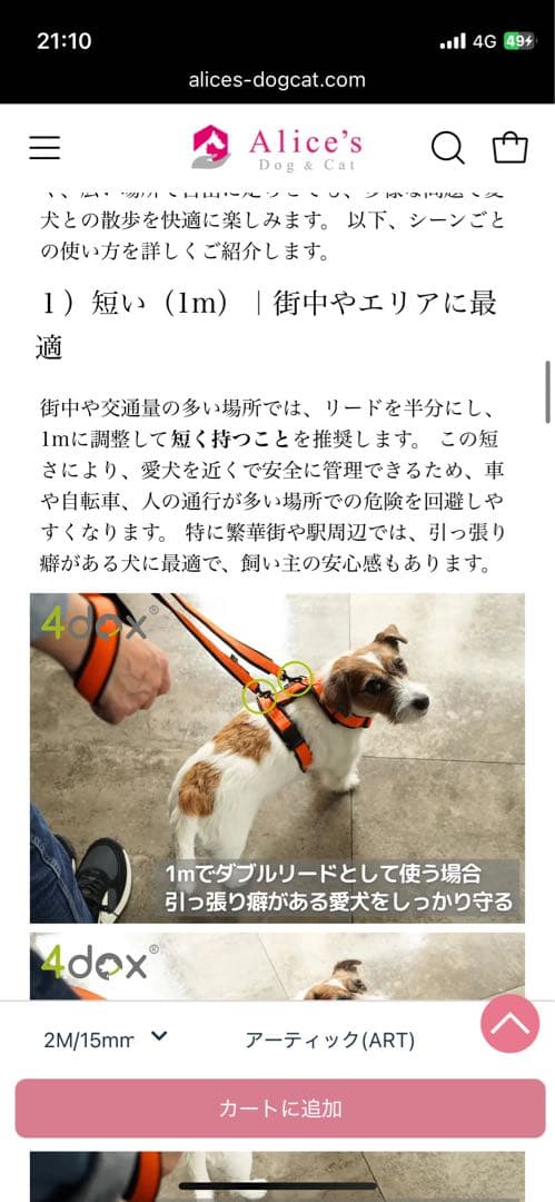犬用リード 4dox スウィッチリーシュ 肩掛け2M/25mm/オレンジ