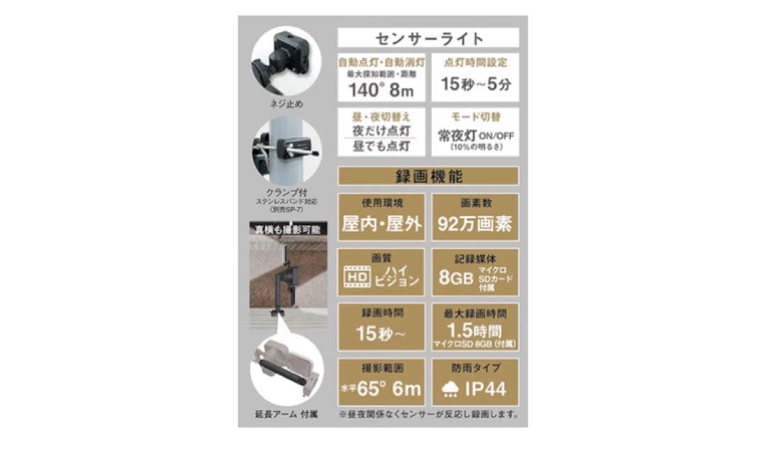 新品未開封 ムサシ RITEX LEDセンサーライト防犯カメラC-AC8160