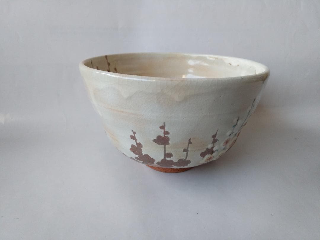 京焼 平安 三代目 山川巌 作 乾山 梅絵 茶碗 共箱 共布 栞 抹茶碗 新品
