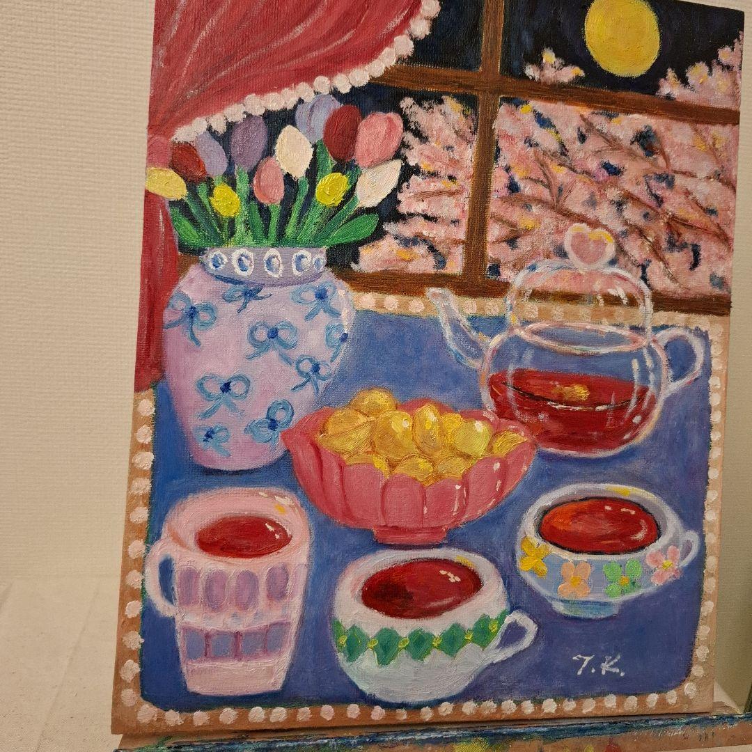 油絵『夜のお茶会Ⅱ』Ｆ３号