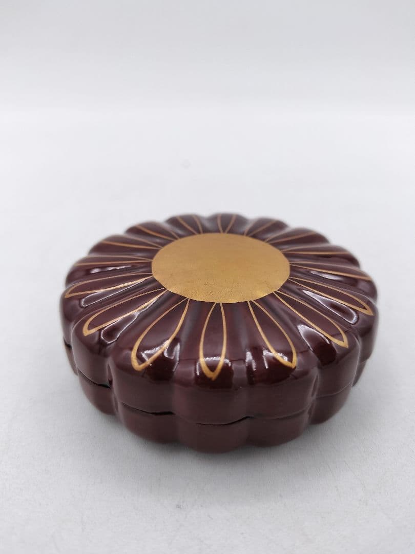 d053【未使用】香合 菊蒔絵 多田桂寛 木箱 茶道具