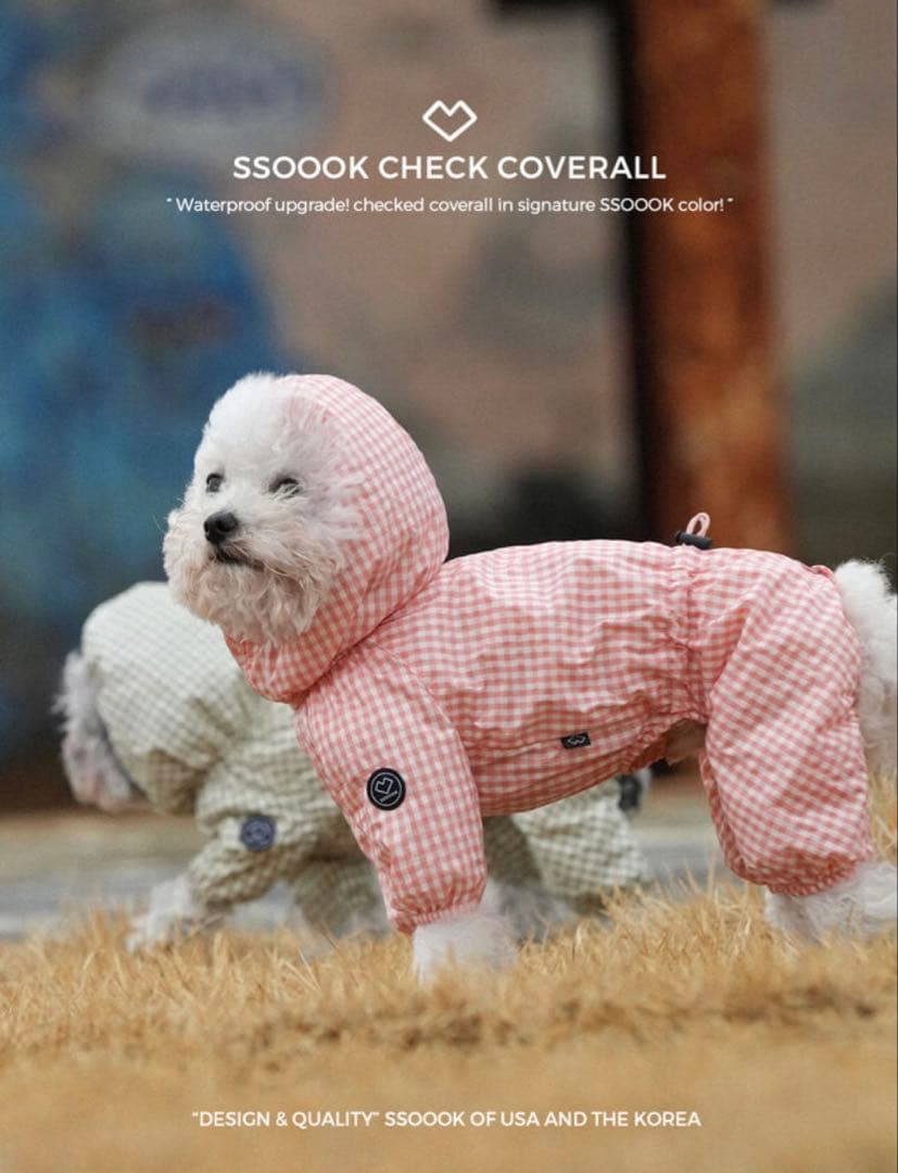 SSOOOK ソオオク チェックカバーオール メス専用SM サイズ ピンク