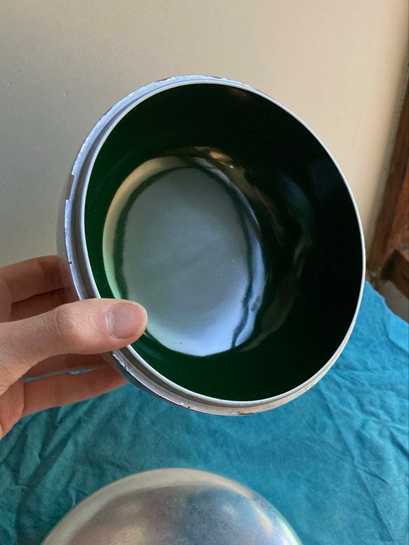 古道具　銀塗菓子盆　漆器
