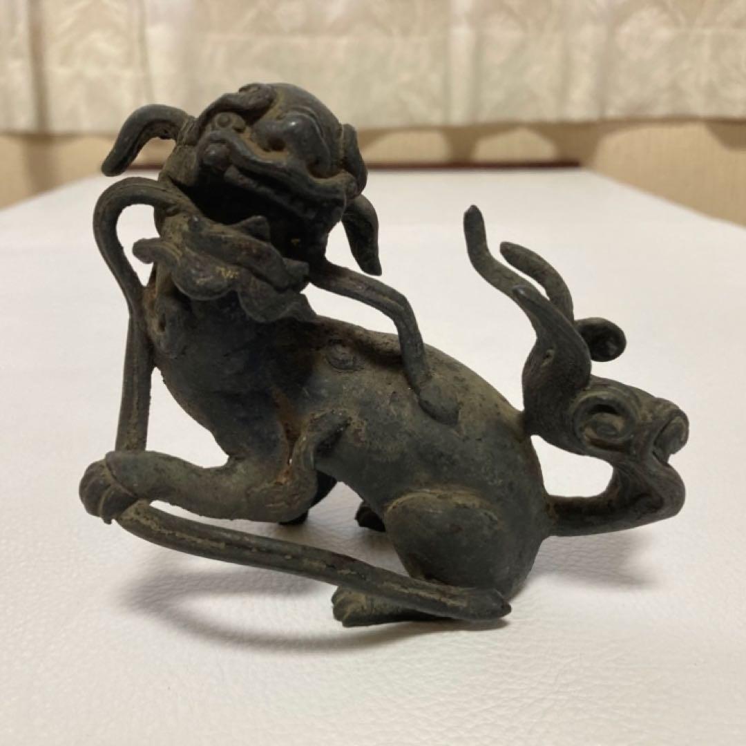 獅子 狛犬 古銅 置物 オブジェ 工芸品 古美術 骨董品 レトロ アンティーク