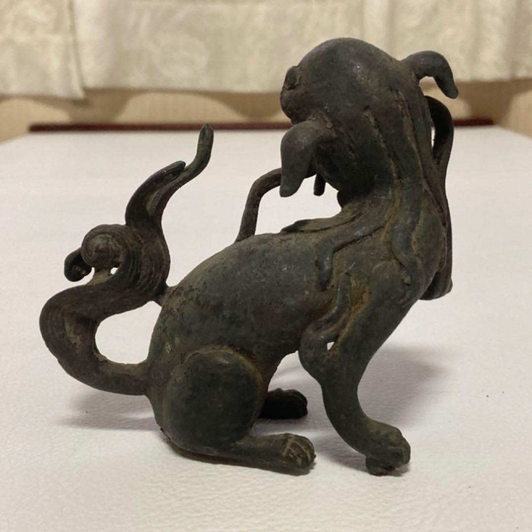 獅子 狛犬 古銅 置物 オブジェ 工芸品 古美術 骨董品 レトロ アンティーク